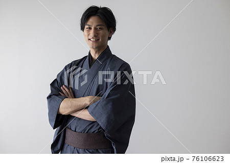 Young Man In Kimono Stock Photo