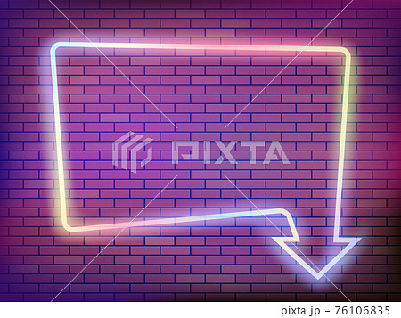 Neon frame with arrow on a brick wall. 76106835