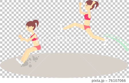 走り幅跳びをする女性アスリート(黒人・アフリカ系) 走り幅跳びをする女性アスリート(黒人・アフリカ系) 76107066