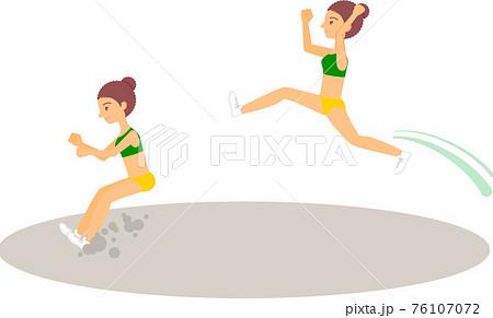 走り幅跳びをする女性アスリート（黒人・アフリカ系） 76107072