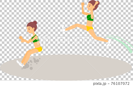 走り幅跳びをする女性アスリート（黒人・アフリカ系） 76107072