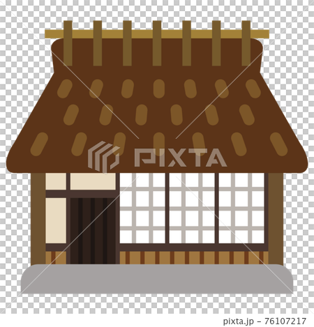 Simple thatched roof house 76107217