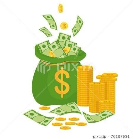 Money Bag With Banknotes Symbol Of Wealth のイラスト素材