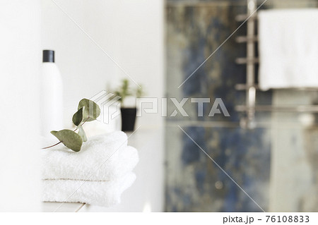 Bathroom style, bath accessories. Household, hotel cleaning concept Bathroom style, bath accessories. Household, hotel cleaning concept 76108833