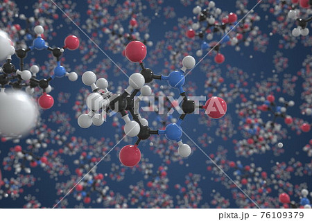 Barbital molecule, ball-and-stick molecular conceptual model. Scientific 3d rendering Barbital molecule, ball-and-stick molecular conceptual model. Scientific 3d rendering 76109379
