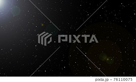 Beautiful light star shimmering particles with light lens flare on black sky background in rotation . Motion graphic animation of Dynamic get up in wind bokeh Particles. Abstract galaxy digital intro 76110075