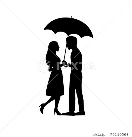 couple silhouette holding hands umbrella