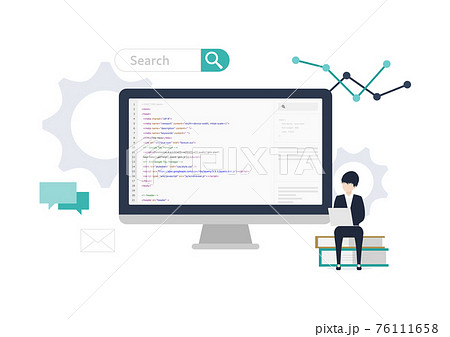 webサイト制作・プログラミング・デジタルマーケティングのイラスト素材 76111658