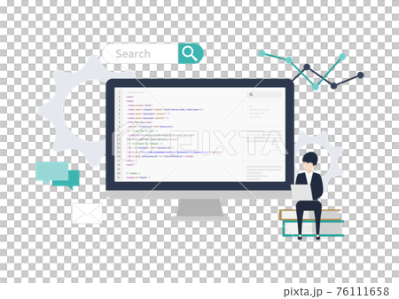 webサイト制作・プログラミング・デジタルマーケティングのイラスト素材 76111658