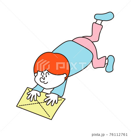 雑巾がけをしている子供のイラスト素材 雑巾がけをしている子供のイラスト素材
