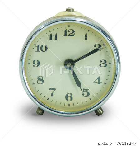 Retro alarm clock isolated on white background. 76113247