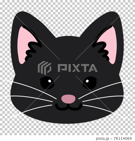 シンプルで可愛い黒猫の顔のイラスト 主線なしのイラスト素材