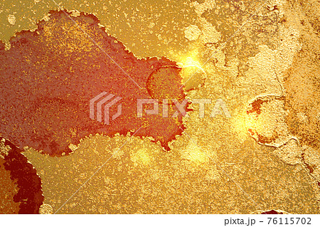 Gold and orange abstract marble background with sparkles 76115702
