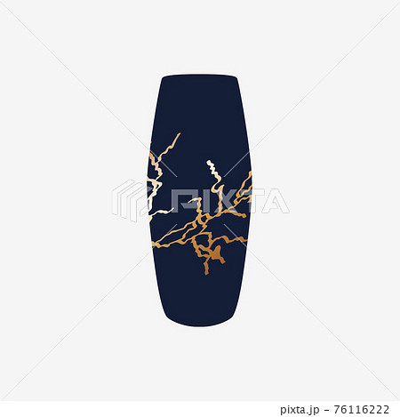 Repaired Japan vase kintsugi art color sketch engraving illustration. Scratch board style imitation. 76116222