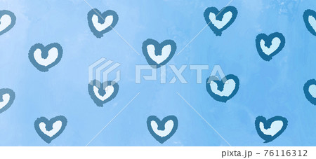 背景素材 手描きのハート ペン 青 グラデーションのイラスト素材