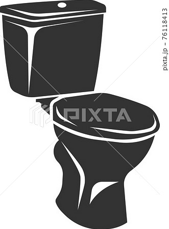Toilet bowl icon. Black silhouette. Vector illustration. Toilet bowl icon. Black silhouette. Vector illustration. 76118413