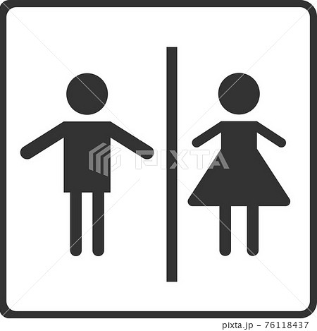 Toilet icon for boys and girls. Black silhouette. 76118437
