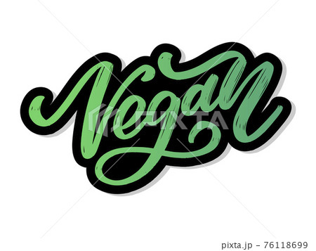 Vector illustration, food design. Handwritten lettering for restaurant, cafe menu. Vector elements for labels, logos, badges, stickers or icons. Calligraphic and typographic collection. Vegan menu Vector illustration, food design. Handwritten lettering for restaurant, cafe menu. Vector elements for labels, logos, badges, stickers or icons. Calligraphic and typographic collection. Vegan menu 76118699