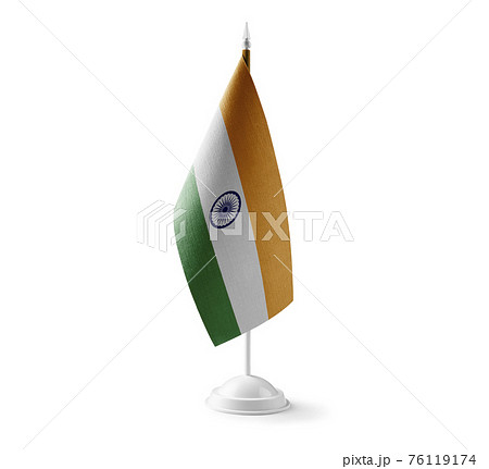 Small national flag of the India on a white background 76119174
