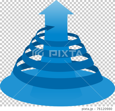 上昇するらせんのグラフィック、スパイラルの矢印、ベクター素材 76120980