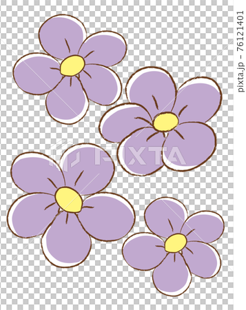 イラスト　Y・お花 むらさき色のかわいいお花のイラスト素材 [76121401] - PIXTA