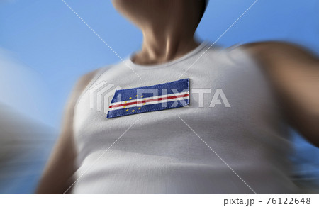 The national flag of Cape Verde on the athlete's chest 76122648