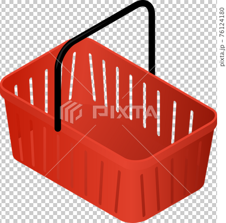 Red isometric basket isolated on white background 76124180