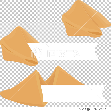 Vector realistic cracked fortune cookie with paper for your text 76124548