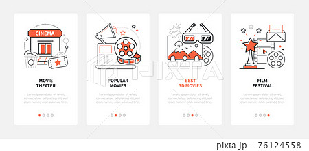 Cinema - modern line design style web banners 76124558