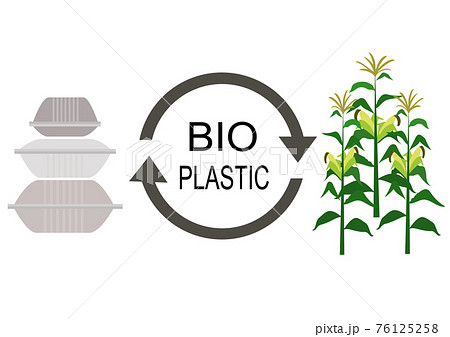 イラスト素材 リサイクル エコ バイオマスをわかりやすくイメージしたバイオプラスチックのイラストのイラスト素材