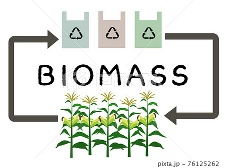 イラスト素材 リサイクル エコ バイオマスをわかりやすくイメージしたバイオプラスチックのイラストのイラスト素材