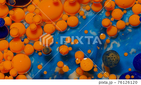 Bright neon colorful bubbles oil and ink, acrylic paint moving close-up, wallpaper background 76126120