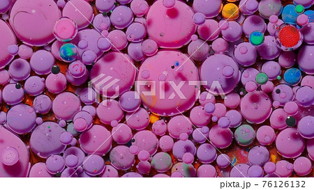 Bright neon colorful bubbles oil and ink, acrylic paint moving close-up, wallpaper background 76126132