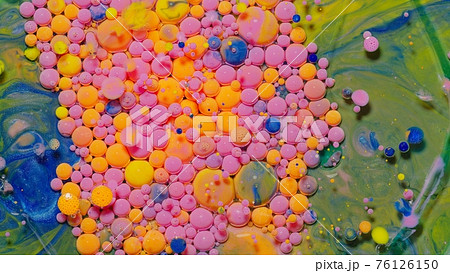 Colorful orange pink bubbles surface wallpaper themes background, multicolor space universe concept 76126150