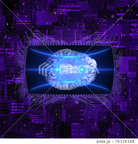 Scifi Background With Glowing Network And Brain Scan Scifi Background With Glowing Network And Brain Scan 76126188