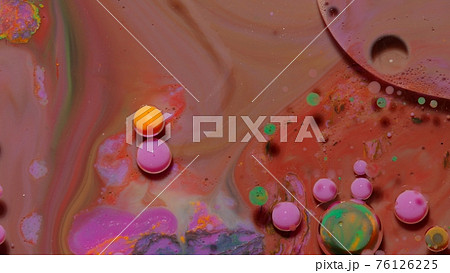 Fantastic structure of colorful oil paint and ink bubbles, chaotic motion, abstract colorful paint Fantastic structure of colorful oil paint and ink bubbles, chaotic motion, abstract colorful paint 76126225