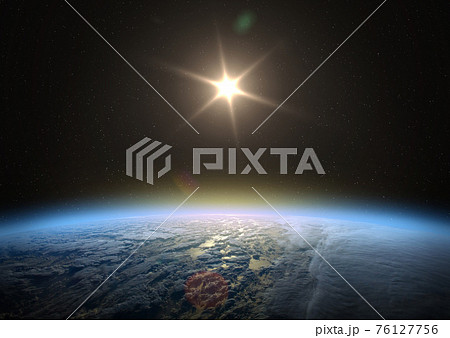Planet Earth and Sun. 76127756