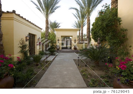 Walkway Along Plants In House Garden Walkway Along Plants In House Garden 76129045