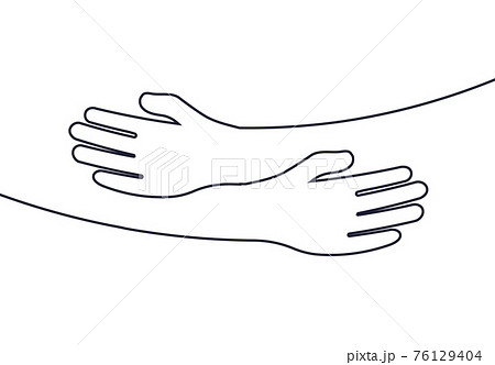Embrace icon, arms hugging vector illustration, hands hug linear vector logo template. Care, love and charity symbol, hand drawn vector illustration. 76129404