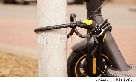 Electric scooter with a combination lock. Anti-theft protection Electric scooter with a combination lock. Anti-theft protection 76131036