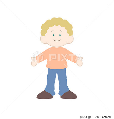 長袖長ズボンの金髪の男の子のイラスト素材