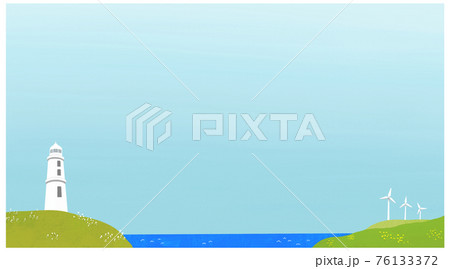 灯台と海のある風景のイラスト素材