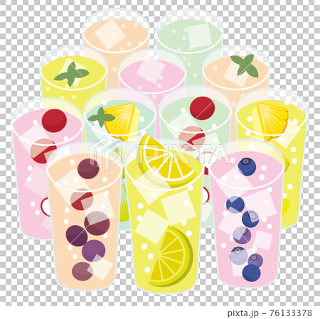 A collection of colorful sour glasses 76133378