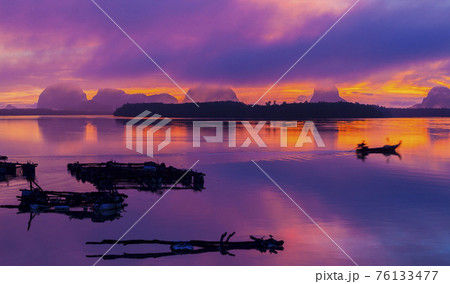 Fishing Villages in Thailand ,Sea beautiful good morning sunrise at Ban Sam Chong Ta Fishing Villages in Thailand ,Sea beautiful good morning sunrise at Ban Sam Chong Ta 76133477