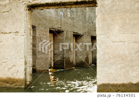Old Antique Church Temple is dry and water level is going down 76134501
