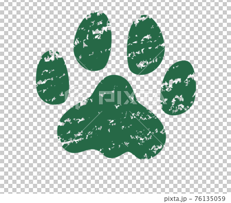 深緑色の動物の足跡 手書き風 クレヨンタッチ 深緑色の動物の足跡 手書き風 クレヨンタッチ 76135059