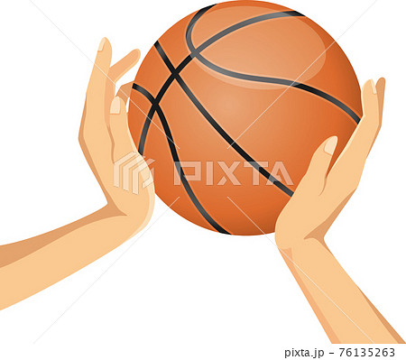 バスケットボールと手のイメージイラストのイラスト素材