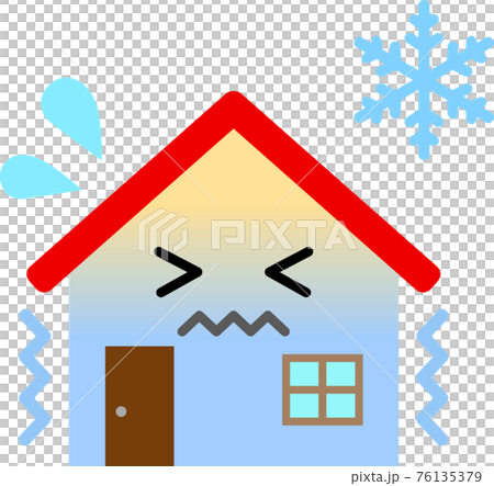 寒さで凍える家のキャラクターのイラスト素材 [76135379] - PIXTA