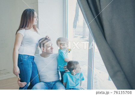 A group of smiling people: man, woman, children . Happy family with love A group of smiling people: man, woman, children . Happy family with love 76135708