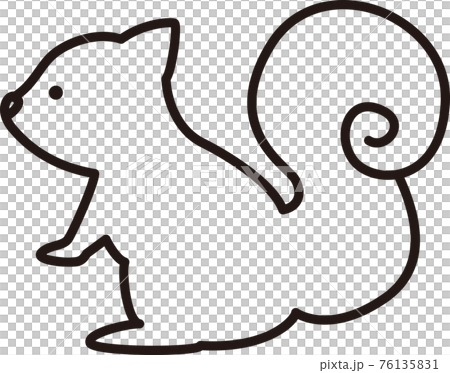 りす かわいいイラスト 線画のイラスト素材 りす かわいいイラスト 線画のイラスト素材